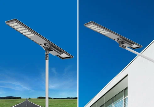 Features an adjustable angle bracket, allowing versatile installation options on both vertical and horizontal poles, making it adaptable to a variety of street lighting requirements.